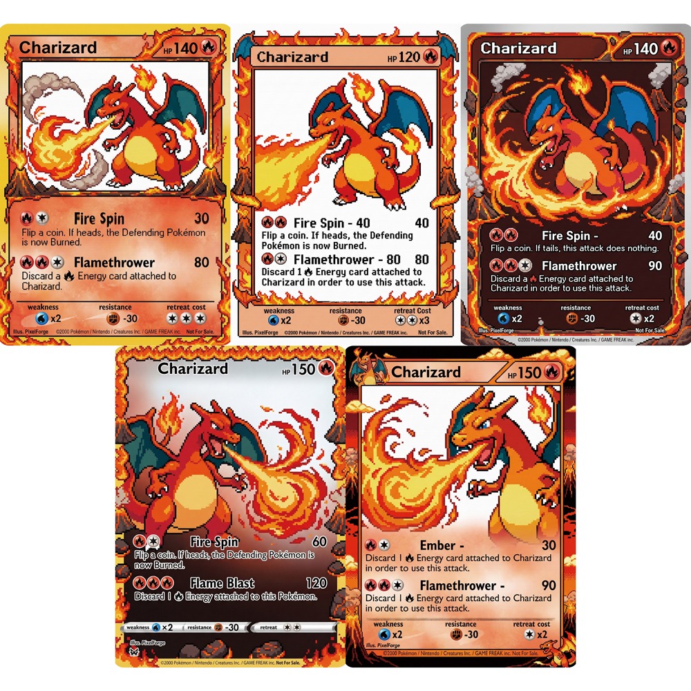 Vintage Game Collection - 5Pcs Pokemon Cards Charizard Game Boy