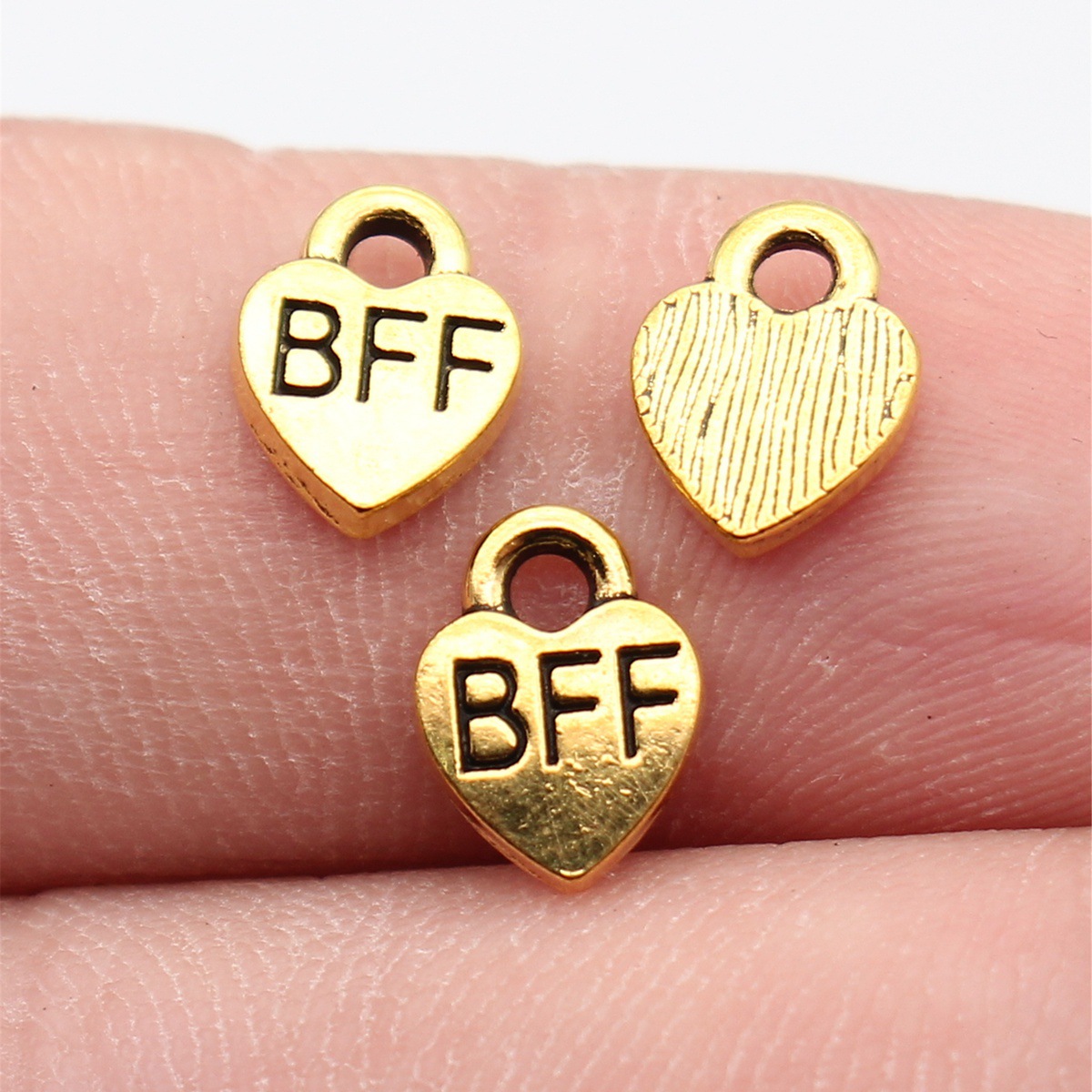 Vintage Collectible Item - 40pcs 9.3x7mm Antique Gold Color Bff