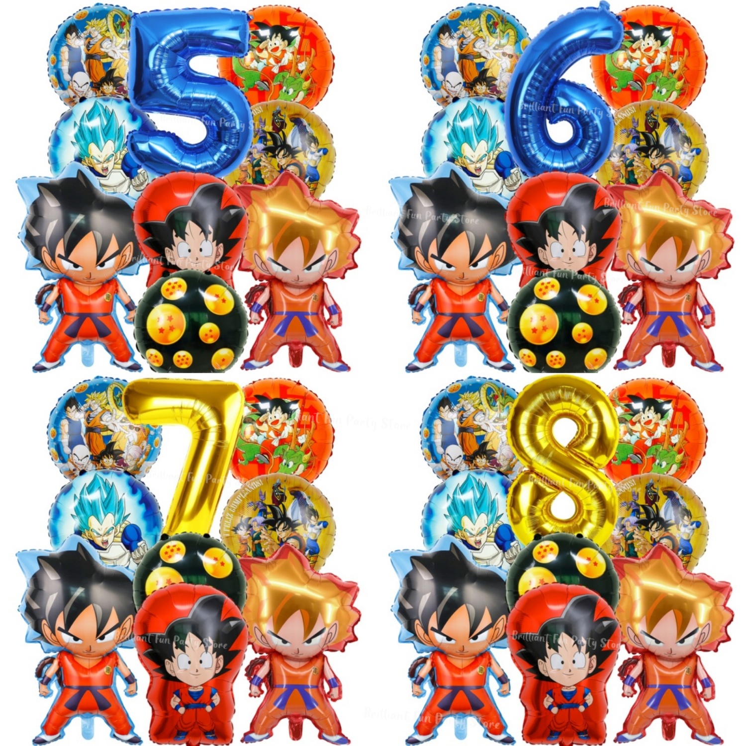 Vintage Collectible Figurines - 9pcs Dragon Ball Balloons Set Cartoon