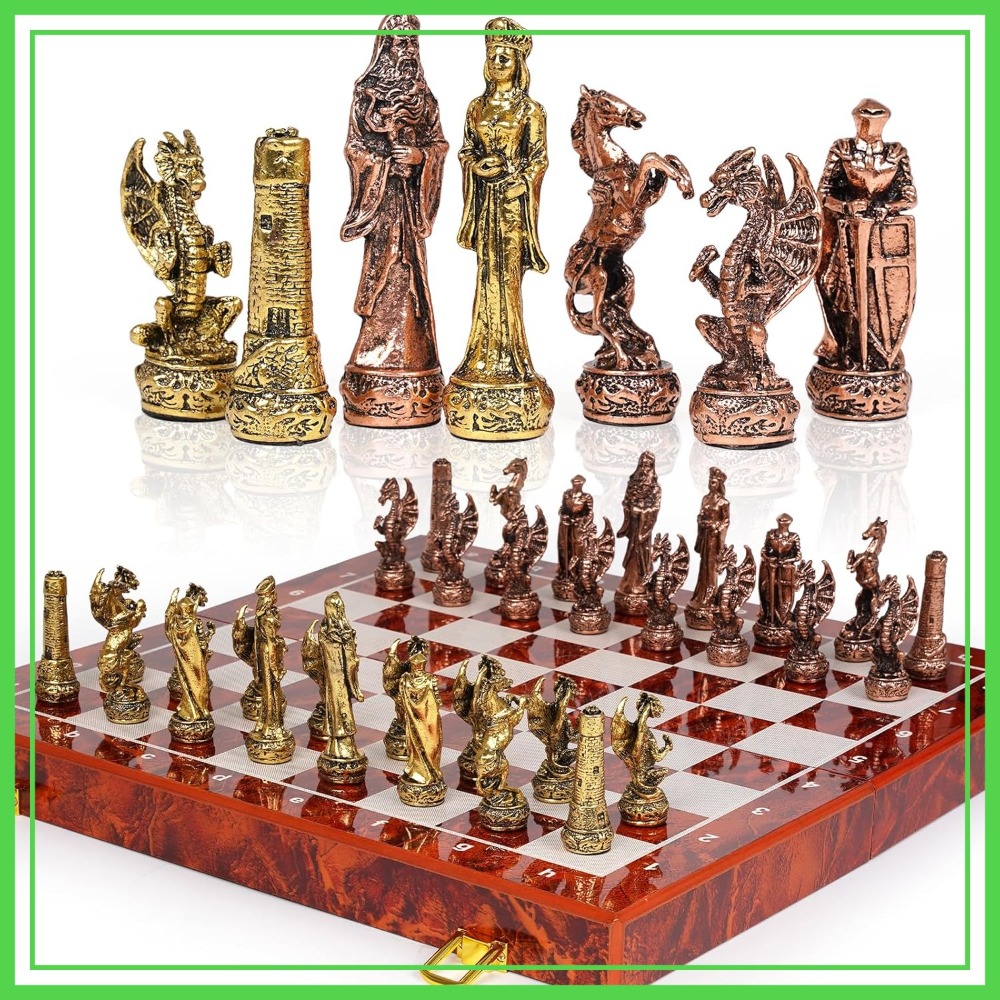 Vintage Metal Chess Set with 1 - Vintage Collectible Board Games 评论和价格