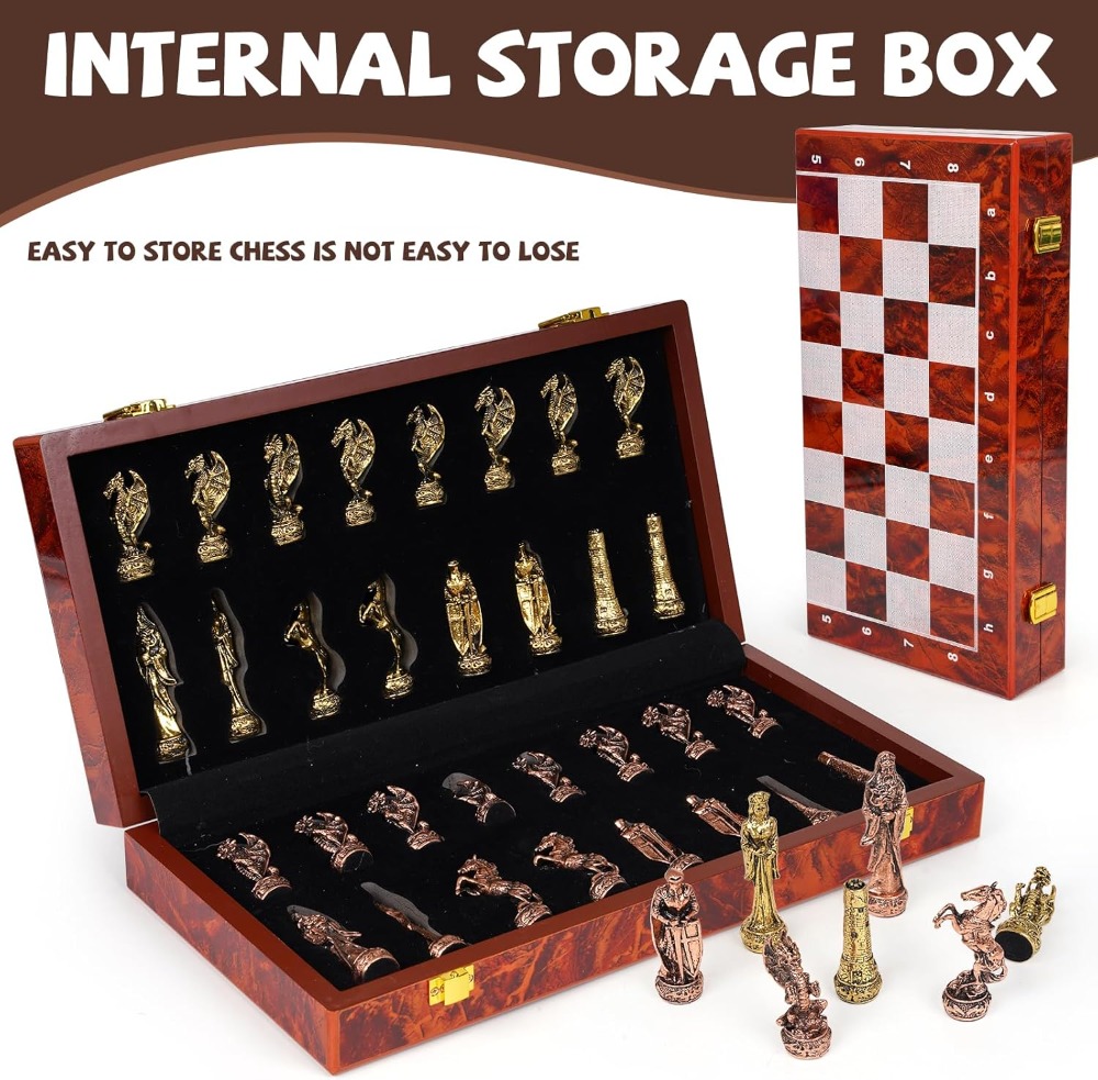 Vintage Metal Chess Set with 1 - Vintage Collectible Board Games 评论和价格